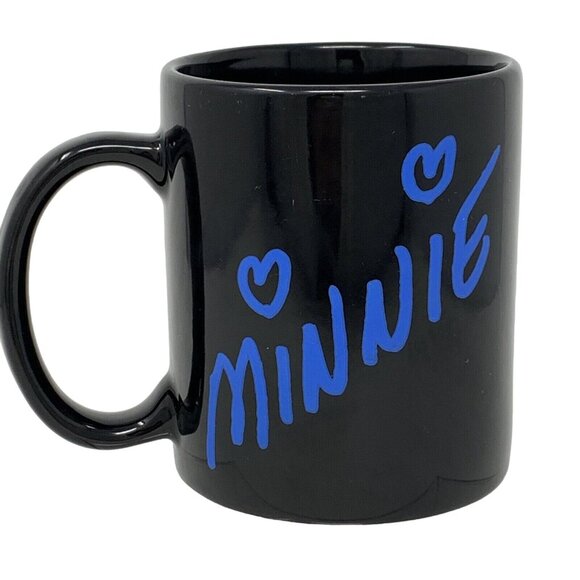 Disney Minnie Mouse Line Art Multi Color Neon On Black Mug Lin Yi - Picture 2 of 5